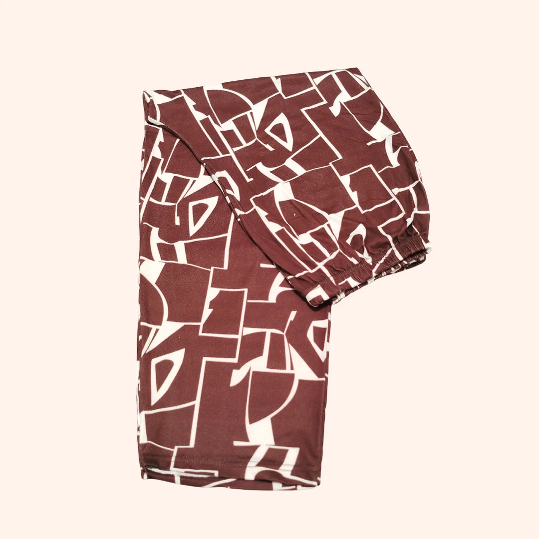 Brown Beautiful Life Pajama Set for Women – Printed Soft Nightwear