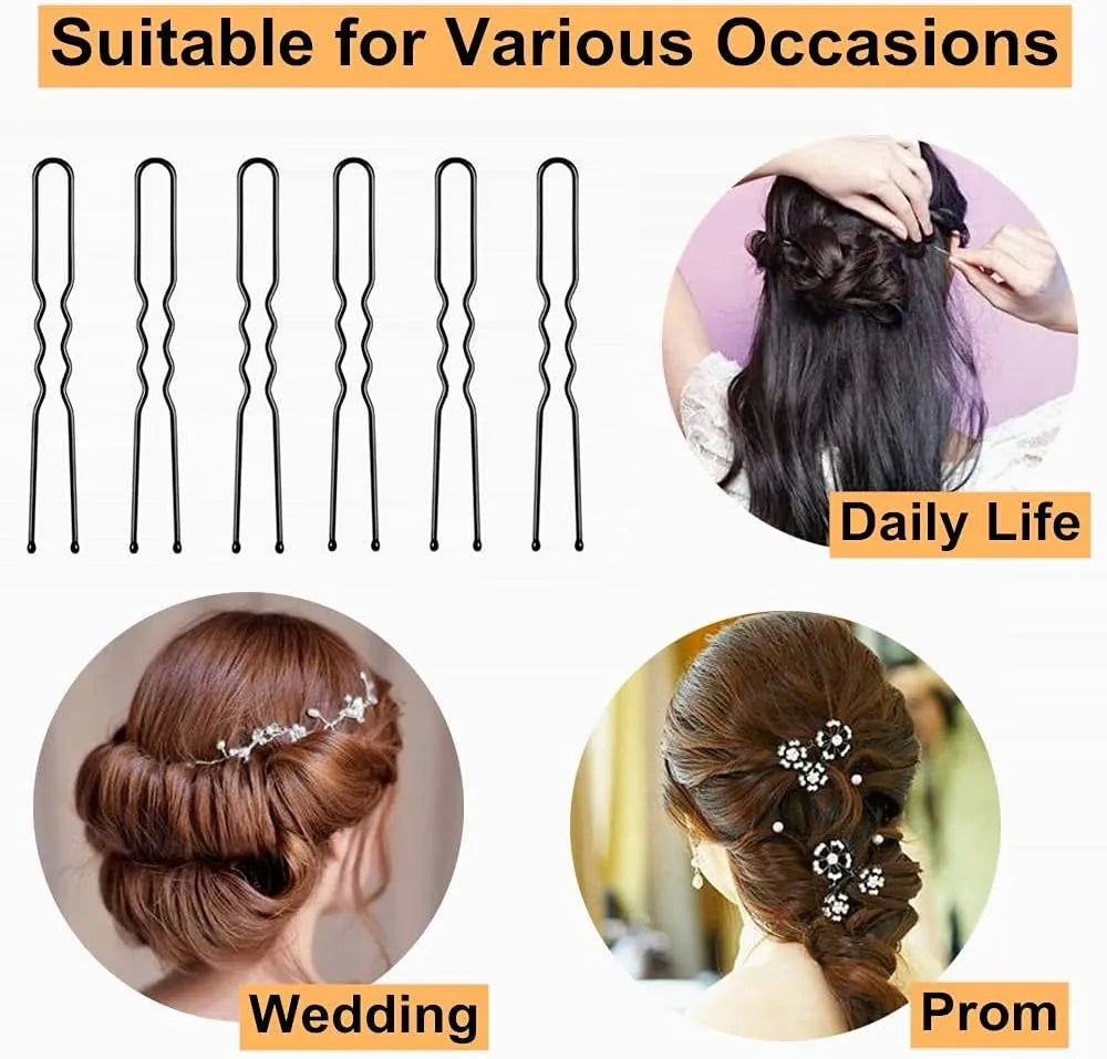 U-shaped Hair Pins,Hair Accessories Hairdressing Salon for Women(Black)
