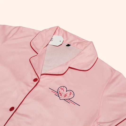 Pink Good Feelings Pajama Set for Women – Soft Button-Down Nightwear