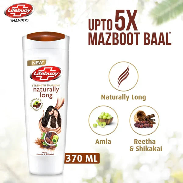 Lifebuoy Naturally Long Amla Reetha & Shikakai Strength Shampoo, 370ml