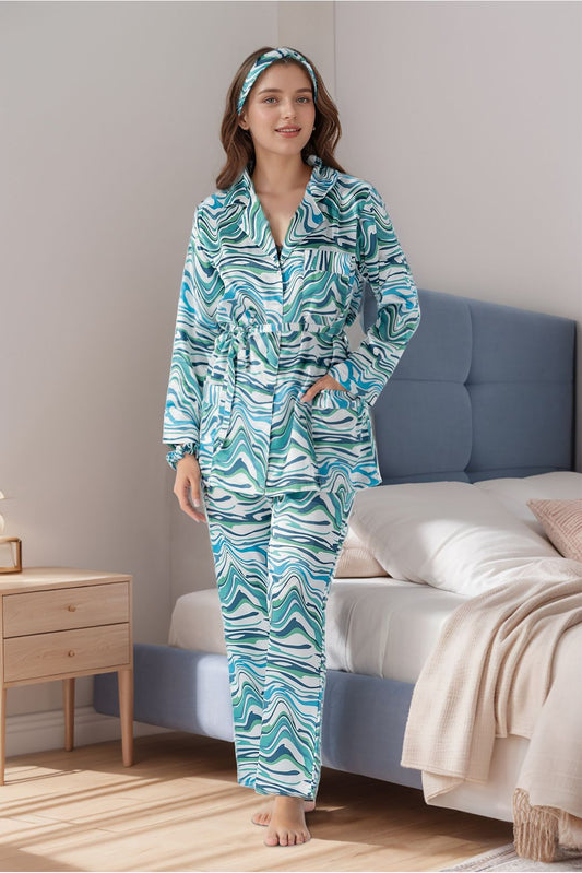Printed silky finish night wear pajama set NGS2038