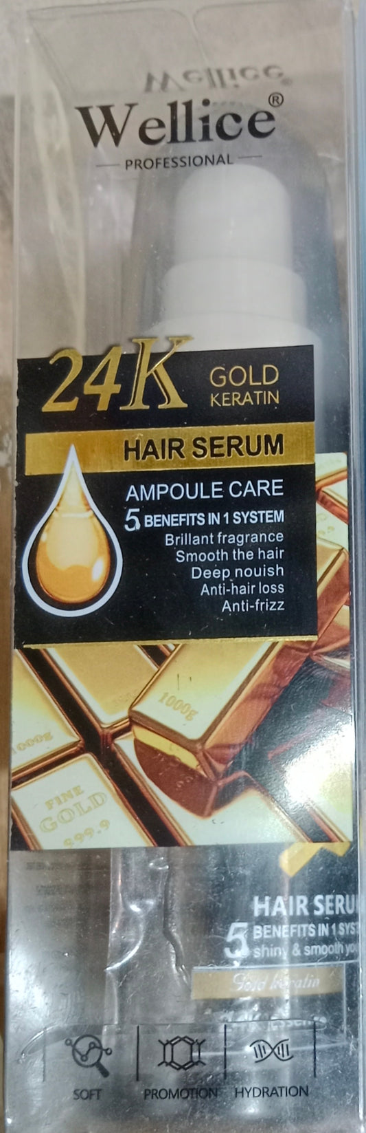 Wellice Professional 24K Gold Keratin Ampoule Care Hair Serum, 70ml