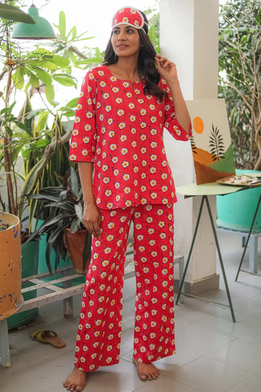 Handblock Printed Pure Cotton Night Suit
