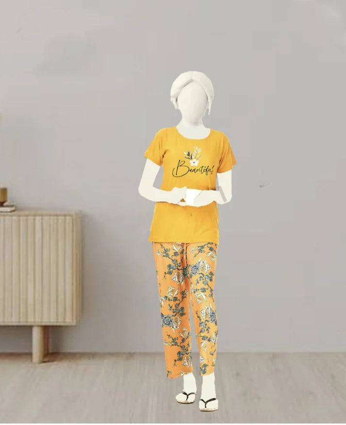 Beautiful Floral Pajama Set - Soft Shirt & Trouser