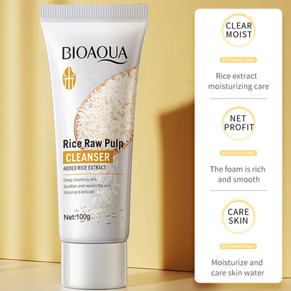BIOAQUA Rice Raw Pulp Skin Whitening Facial Cleanser