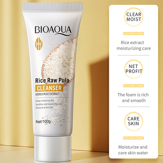 BIOAQUA Rice Raw Pulp Skin Whitening Facial Cleanser