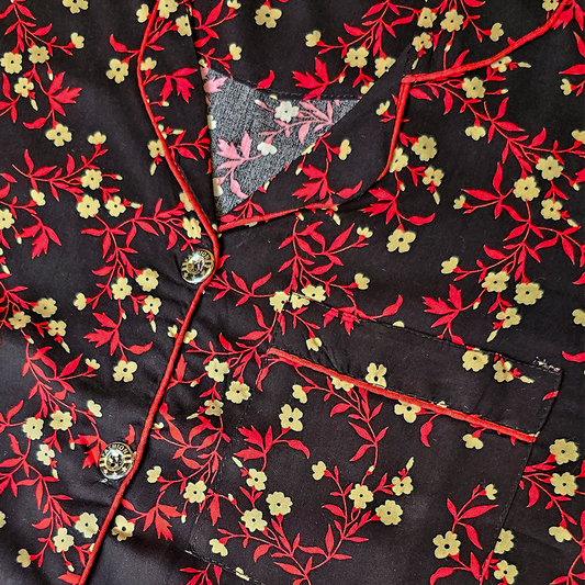Floral Black Pajama Set – Night Suit for Girls
