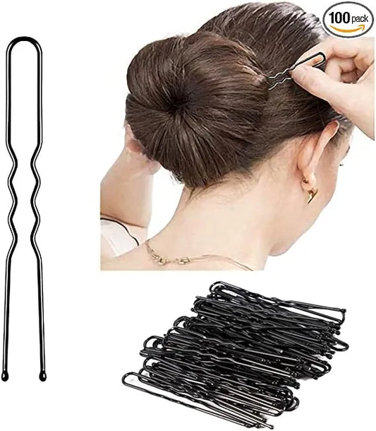 U-shaped Hair Pins,Hair Accessories Hairdressing Salon for Women(Black)