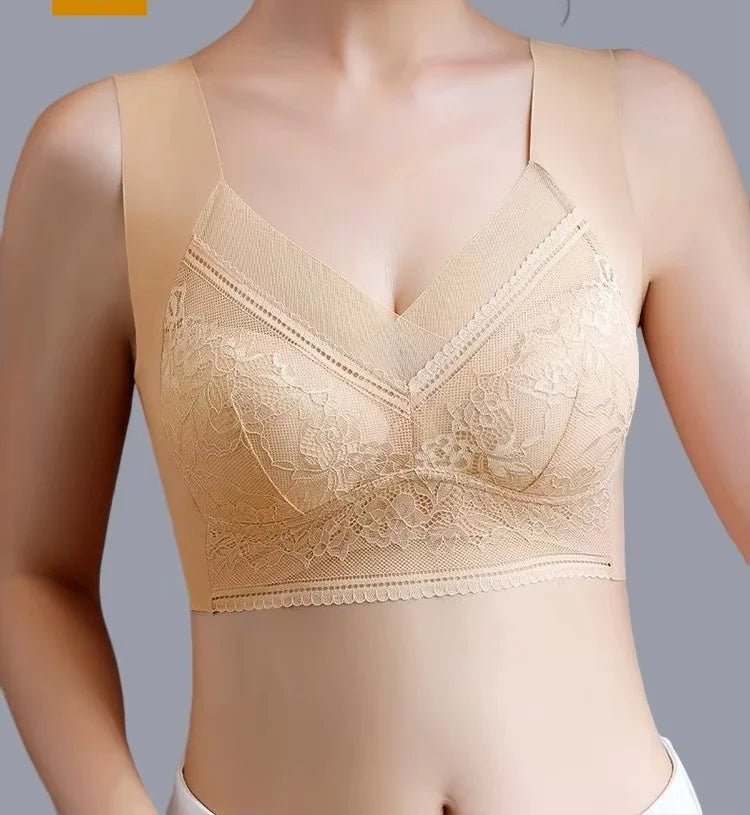 LuxeCurve Lace Mesh Support Bra – Seamless Elegance, All-Day Comfort