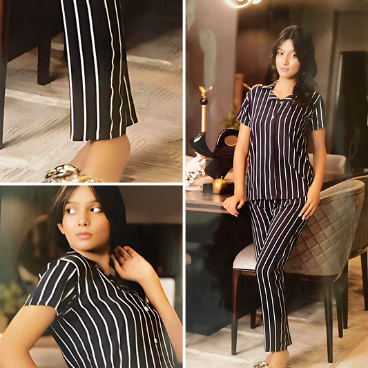 Striped Pajama Set for Women – Soft Cotton 2-Piece Nightwear