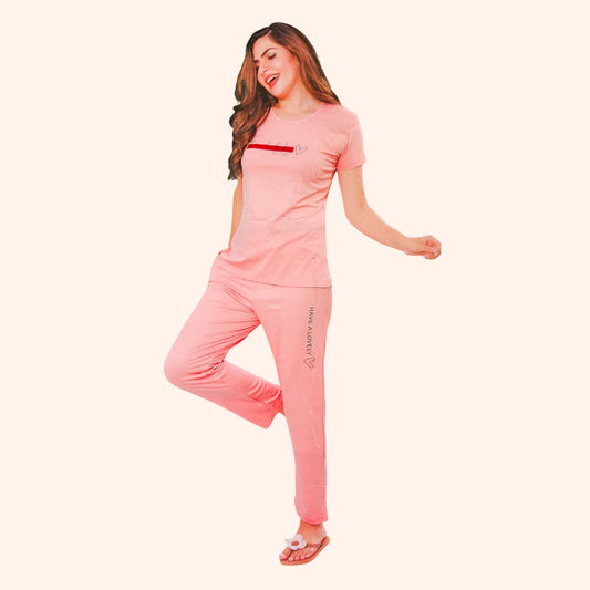 Pink Soft Plus Size Pajama Set – Soft Night Suit for Women