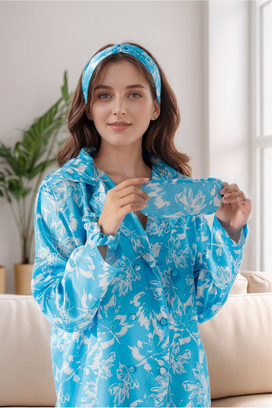 Printed silky finish night wear pajama set NGS2039