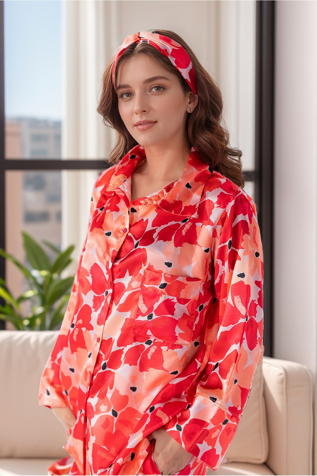 Printed silky finish night wear pajama set NGS2040