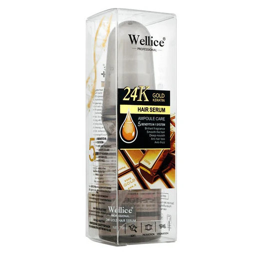 Wellice Professional 24K Gold Keratin Ampoule Care Hair Serum, 70ml